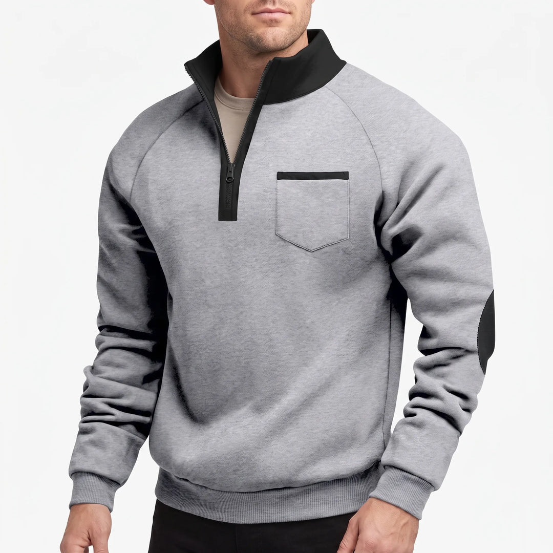 Trui heren | Sweater met halve rits en borstzak