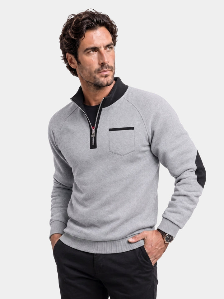Trui heren | Sweater met halve rits en borstzak