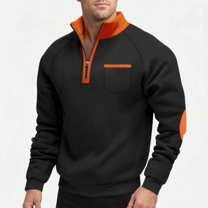 Trui heren | Sweater met halve rits en borstzak