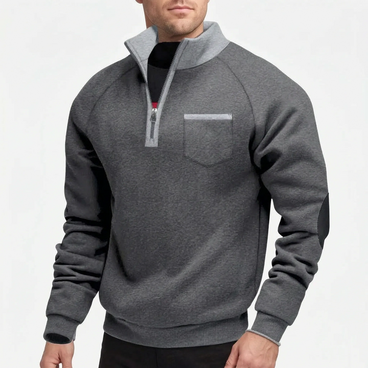 Trui heren | Sweater met halve rits en borstzak