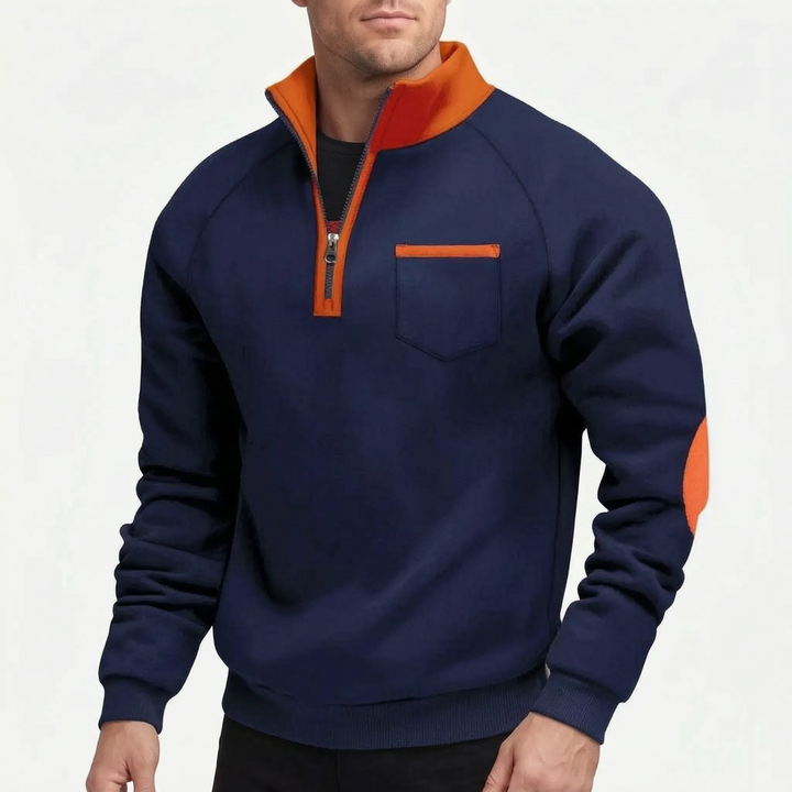 Trui heren | Sweater met halve rits en borstzak