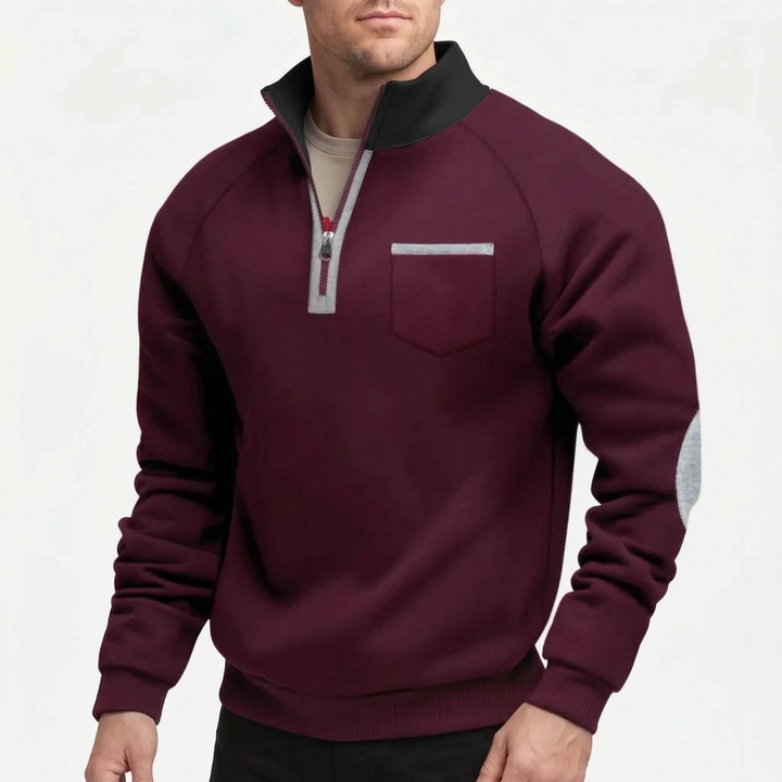 Trui heren | Sweater met halve rits en borstzak