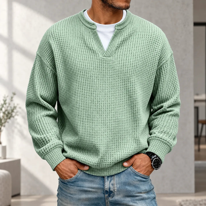 Trui heren | Wafelgebreid model met ronde hals