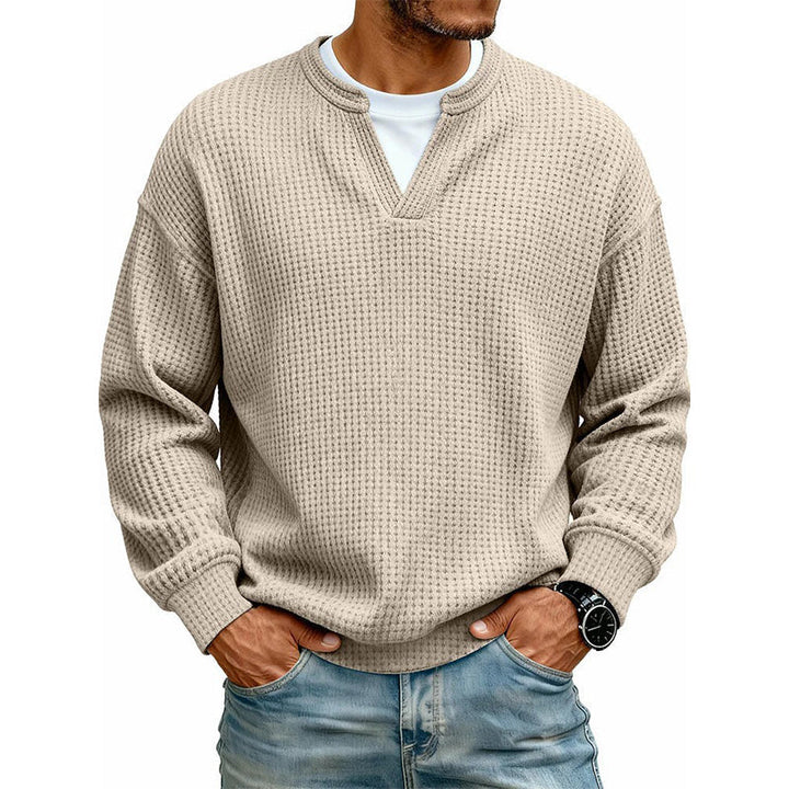 Trui heren | Wafelgebreid model met ronde hals