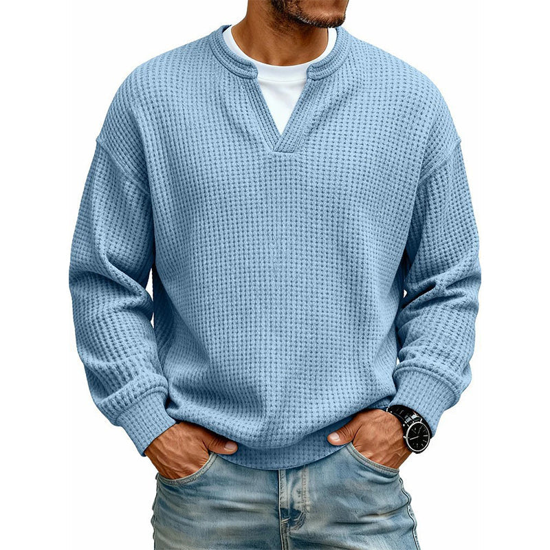 Trui heren | Wafelgebreid model met ronde hals