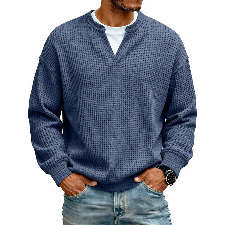 Trui heren | Wafelgebreid model met ronde hals