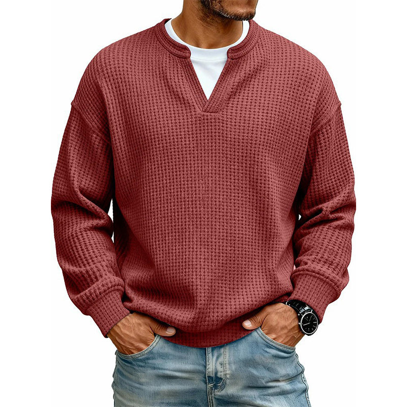 Trui heren | Wafelgebreid model met ronde hals
