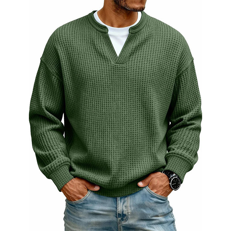 Trui heren | Wafelgebreid model met ronde hals