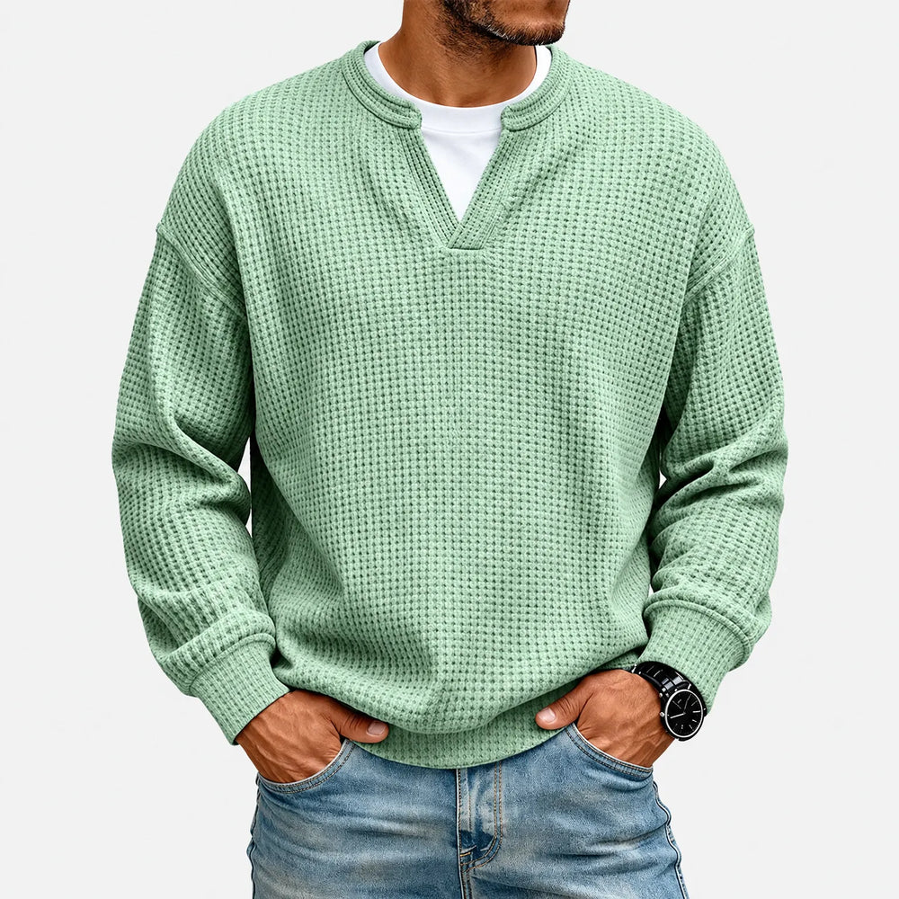 Trui heren | Wafelgebreid model met ronde hals