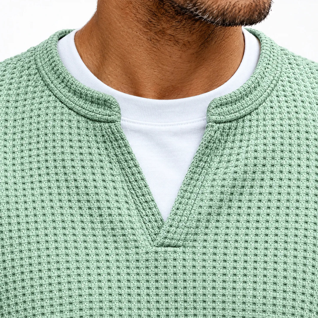 Trui heren | Wafelgebreid model met ronde hals