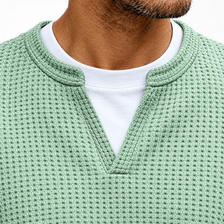 Trui heren | Wafelgebreid model met ronde hals