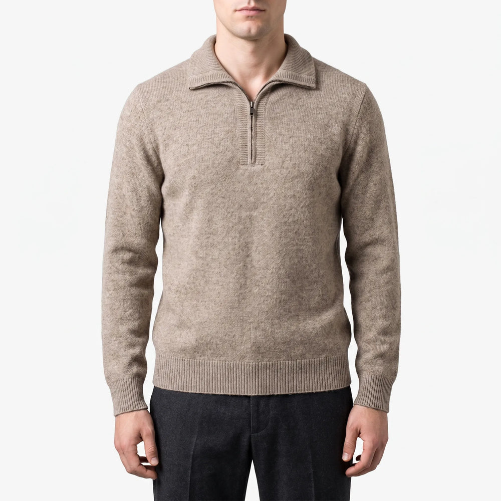Trui heren | Wollen half zip met kraag en lange mouwen