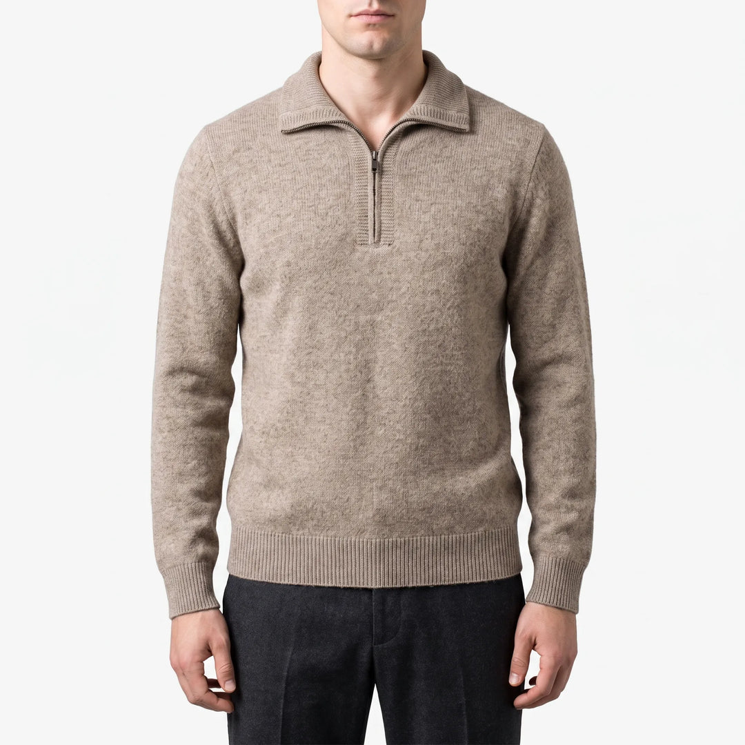 Trui heren | Wollen half zip met kraag en lange mouwen