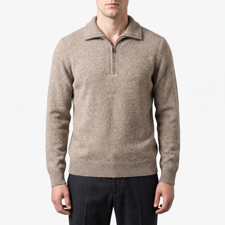 Trui heren | Wollen half zip met kraag en lange mouwen