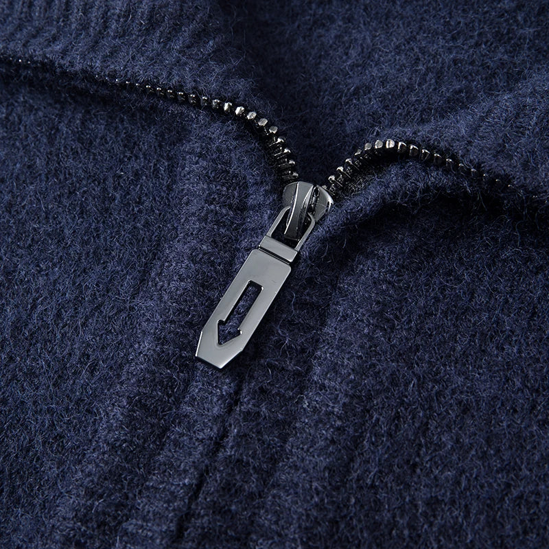 Trui heren | Wollen half zip met kraag en lange mouwen