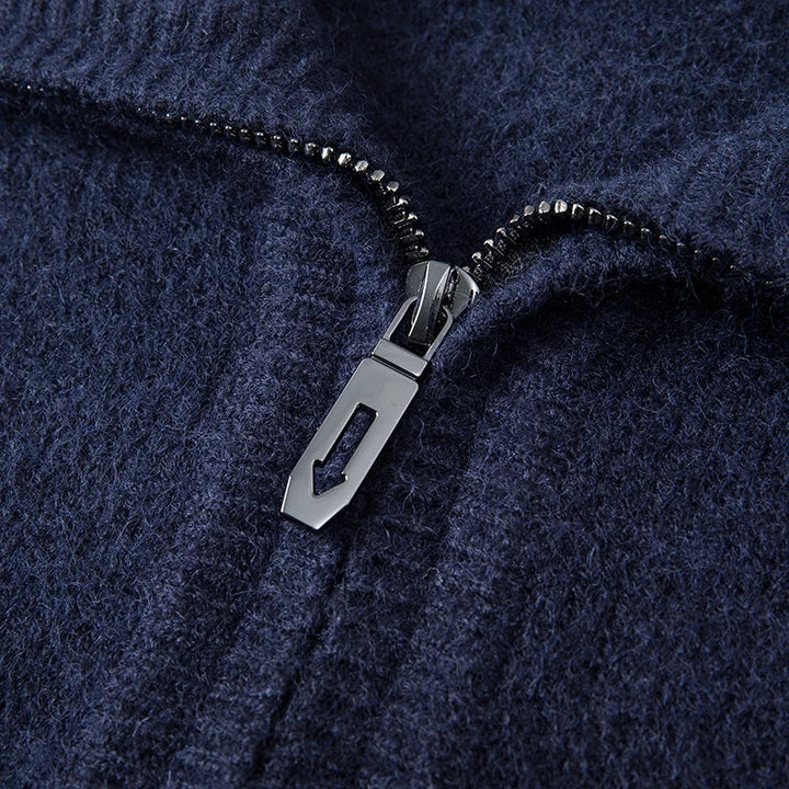 Trui heren | Wollen half zip met kraag en lange mouwen