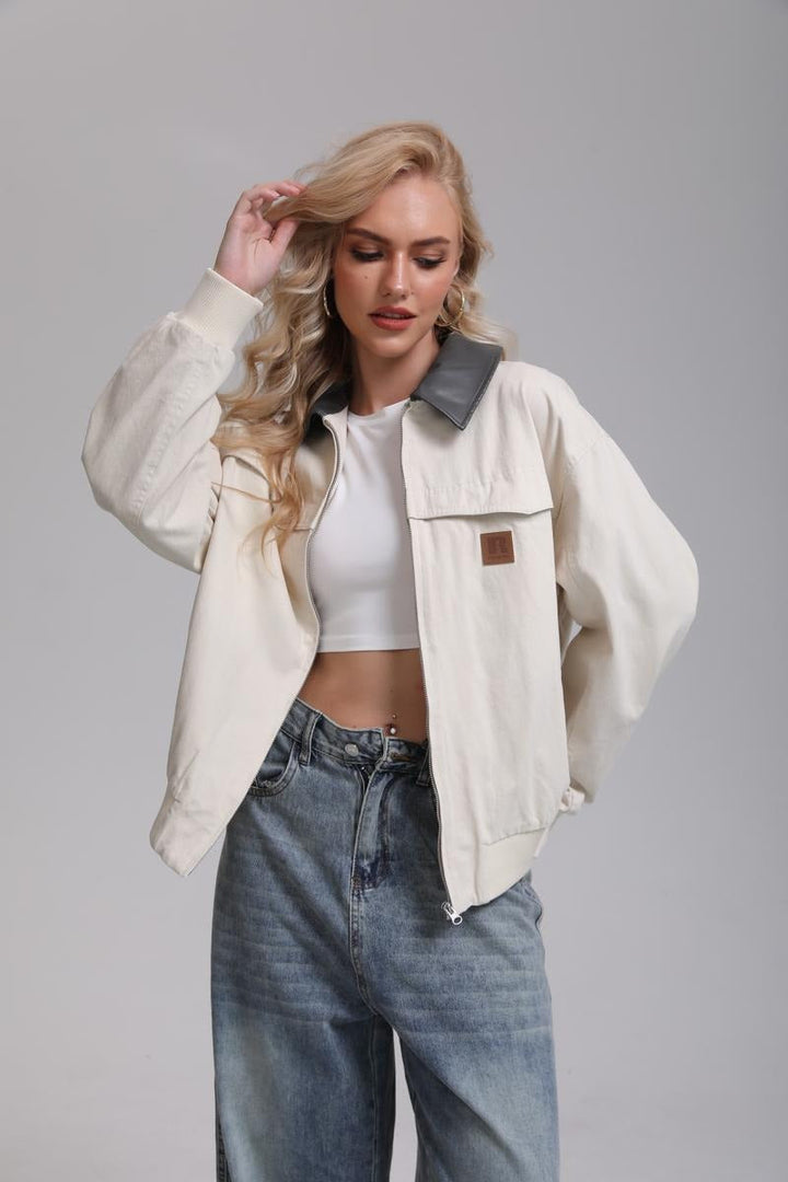 Tussenjas dames | Casual model met contrastkraag en borstzak