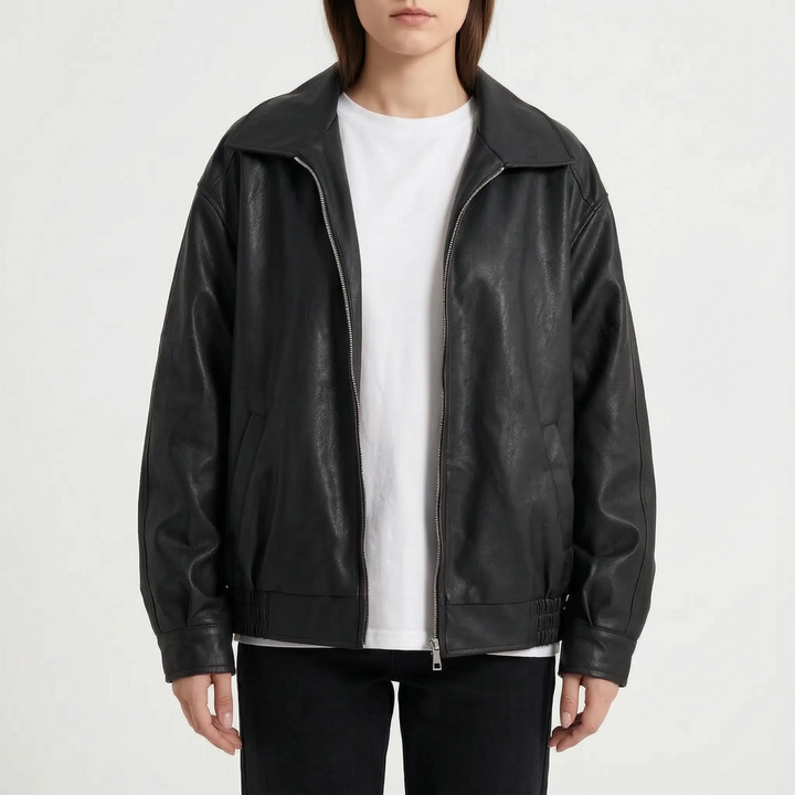 Tussenjas dames | Oversized model met rits en brede kraag