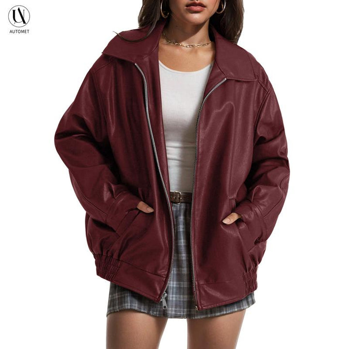 Tussenjas dames | Oversized model met rits en brede kraag