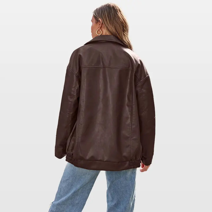 Tussenjas dames | Oversized model met rits en brede kraag