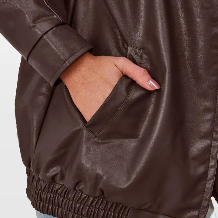 Tussenjas dames | Oversized model met rits en brede kraag