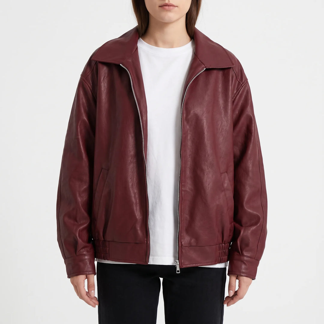 Tussenjas dames | Oversized model met rits en brede kraag