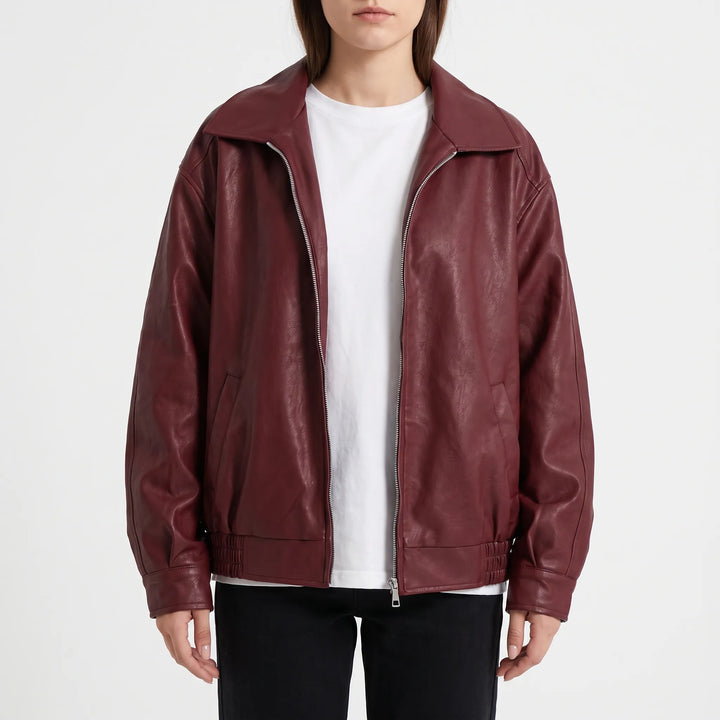Tussenjas dames | Oversized model met rits en brede kraag