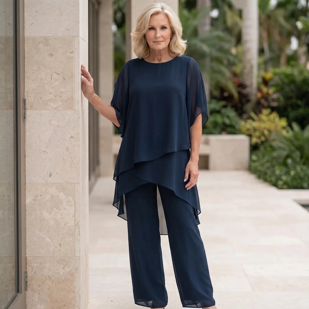 Tweedelige set dames | Chiffon top met palazzo broek