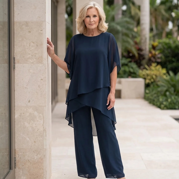Tweedelige set dames | Chiffon top met palazzo broek