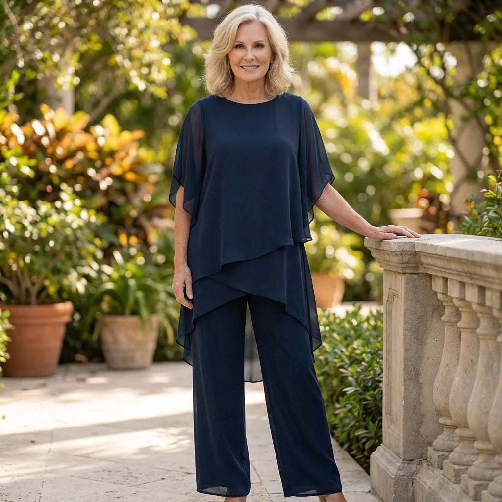 Tweedelige set dames | Chiffon top met palazzo broek