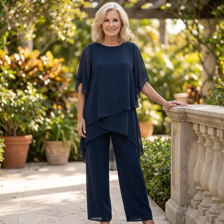 Tweedelige set dames | Chiffon top met palazzo broek