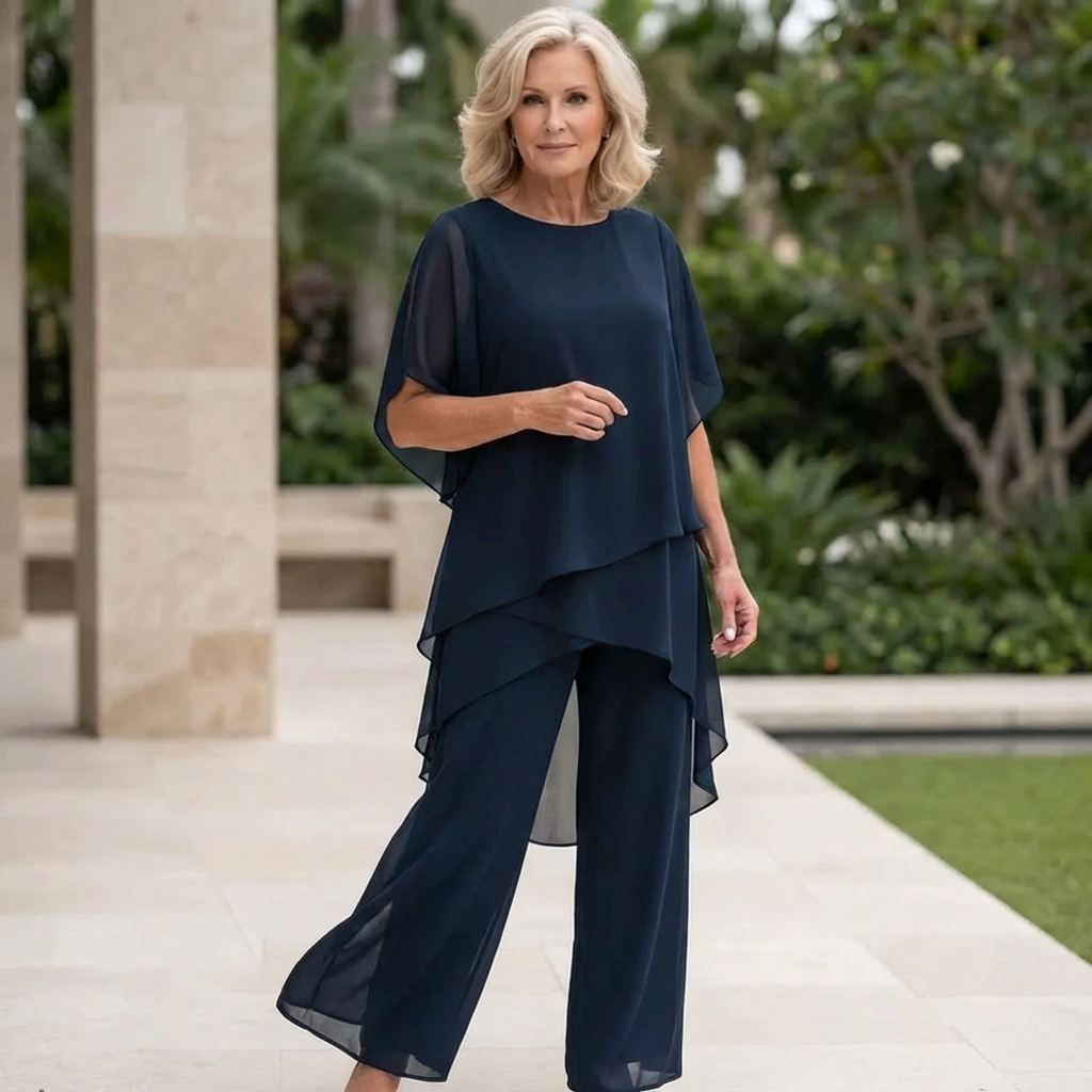 Tweedelige set dames | Chiffon top met palazzo broek