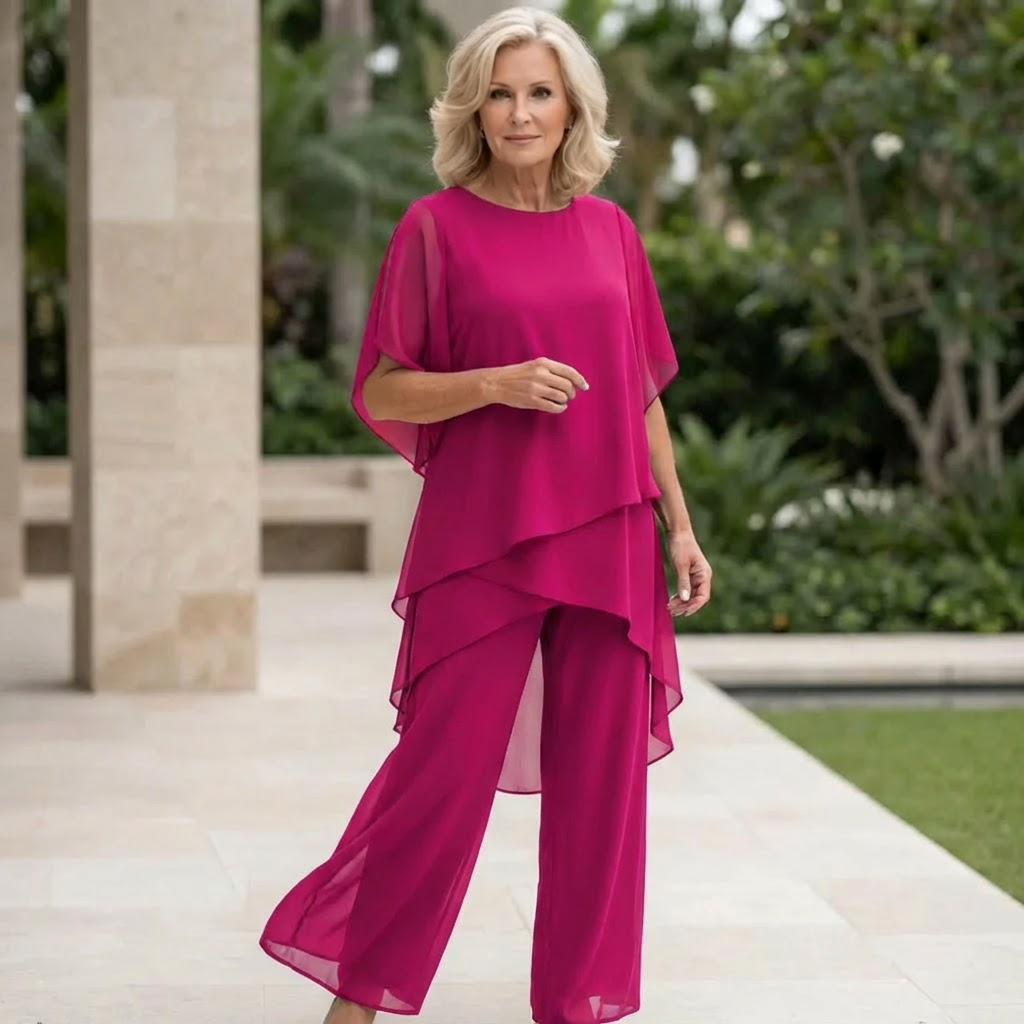 Tweedelige set dames | Chiffon top met palazzo broek