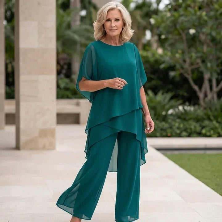 Tweedelige set dames | Chiffon top met palazzo broek