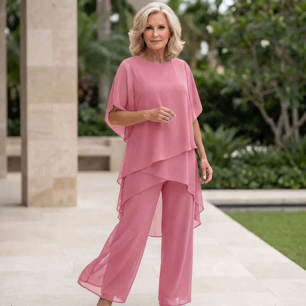 Tweedelige set dames | Chiffon top met palazzo broek