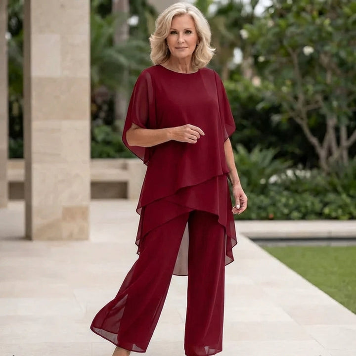 Tweedelige set dames | Chiffon top met palazzo broek