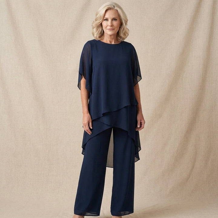 Tweedelige set dames | Chiffon top met palazzo broek