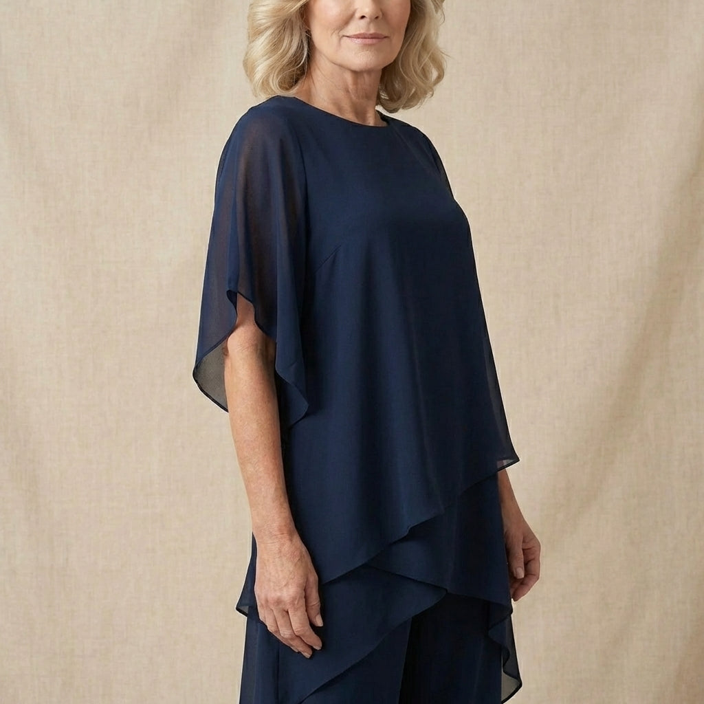 Tweedelige set dames | Chiffon top met palazzo broek