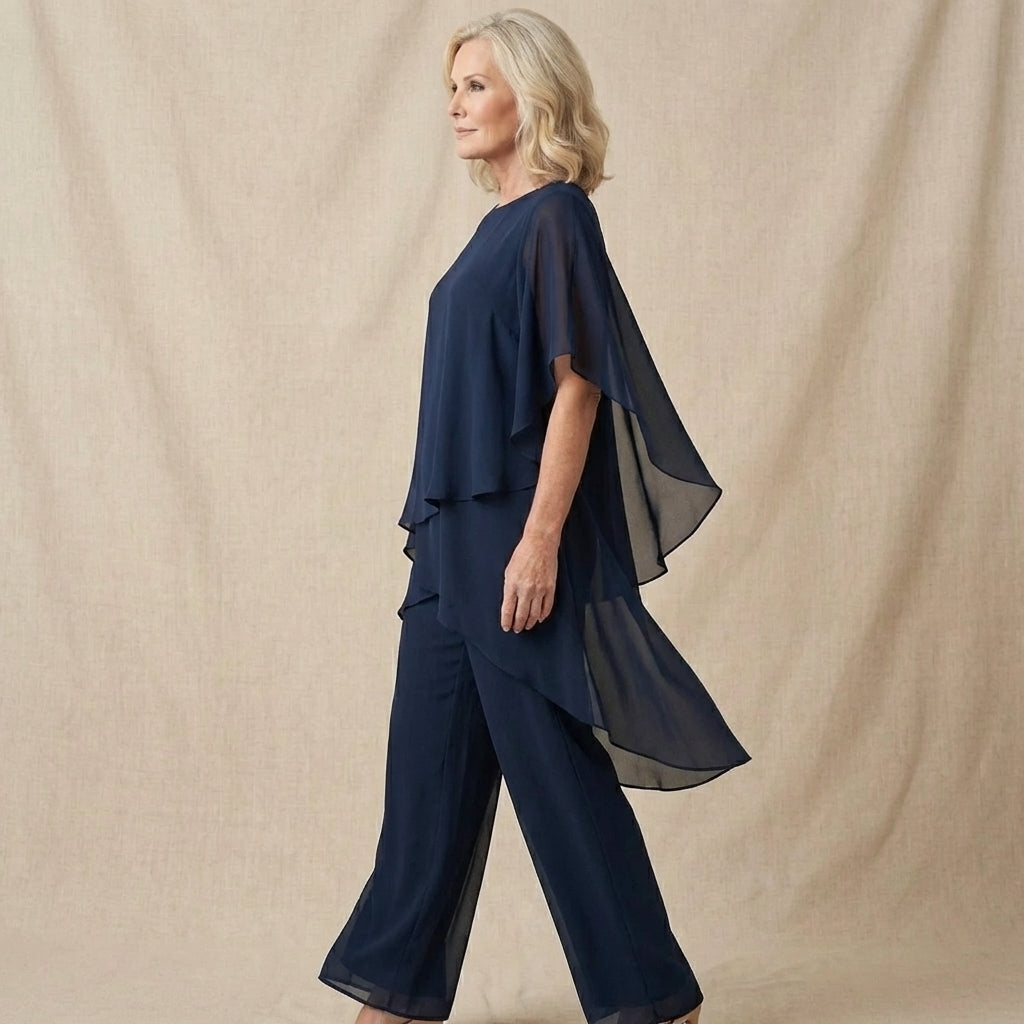 Tweedelige set dames | Chiffon top met palazzo broek