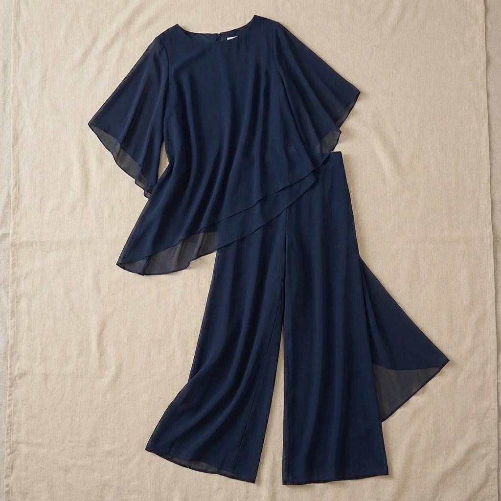 Tweedelige set dames | Chiffon top met palazzo broek