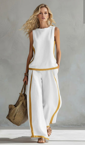 Tweedelige set dames | Mouwloze top met wijde broek