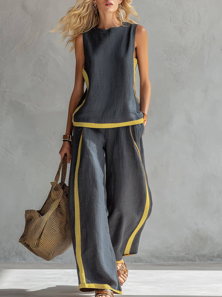 Tweedelige set dames | Mouwloze top met wijde broek
