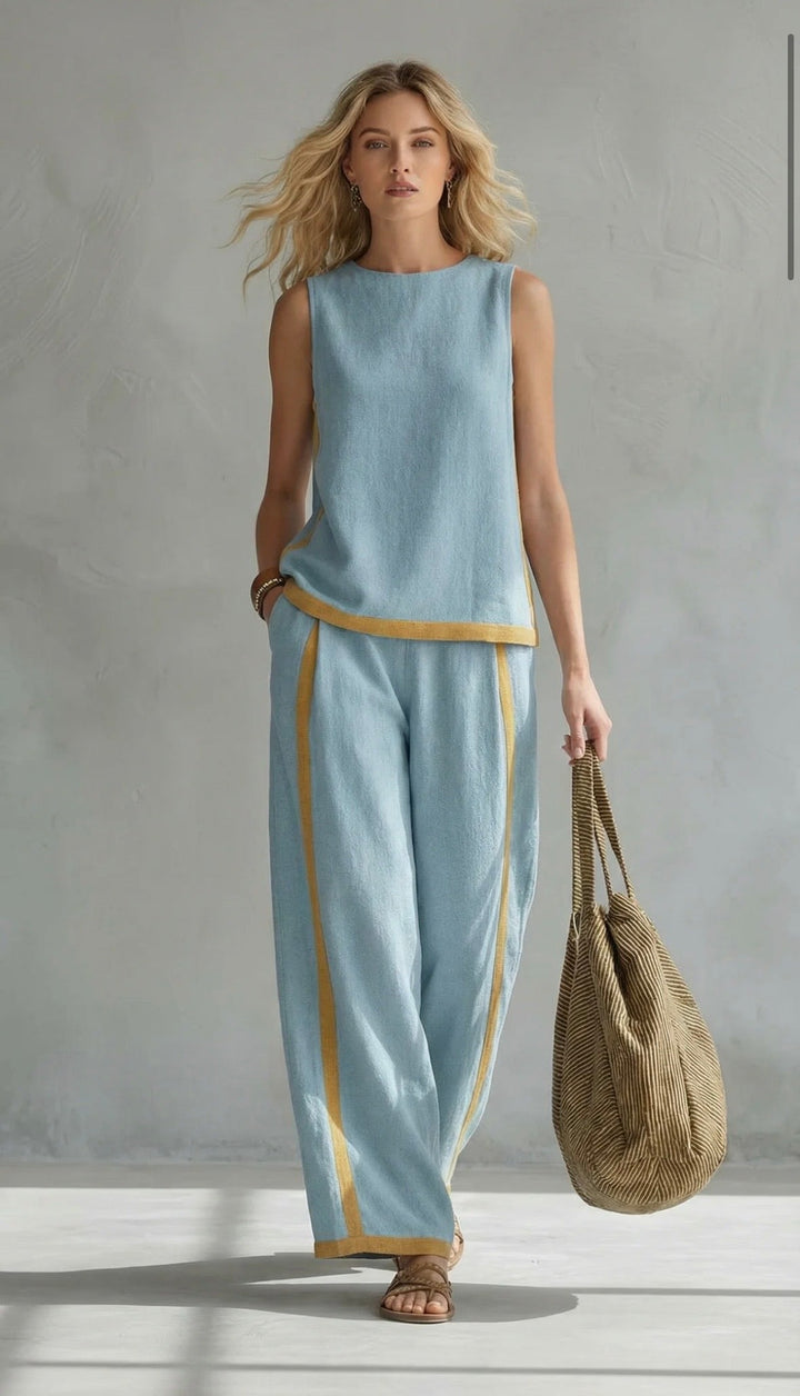Tweedelige set dames | Mouwloze top met wijde broek