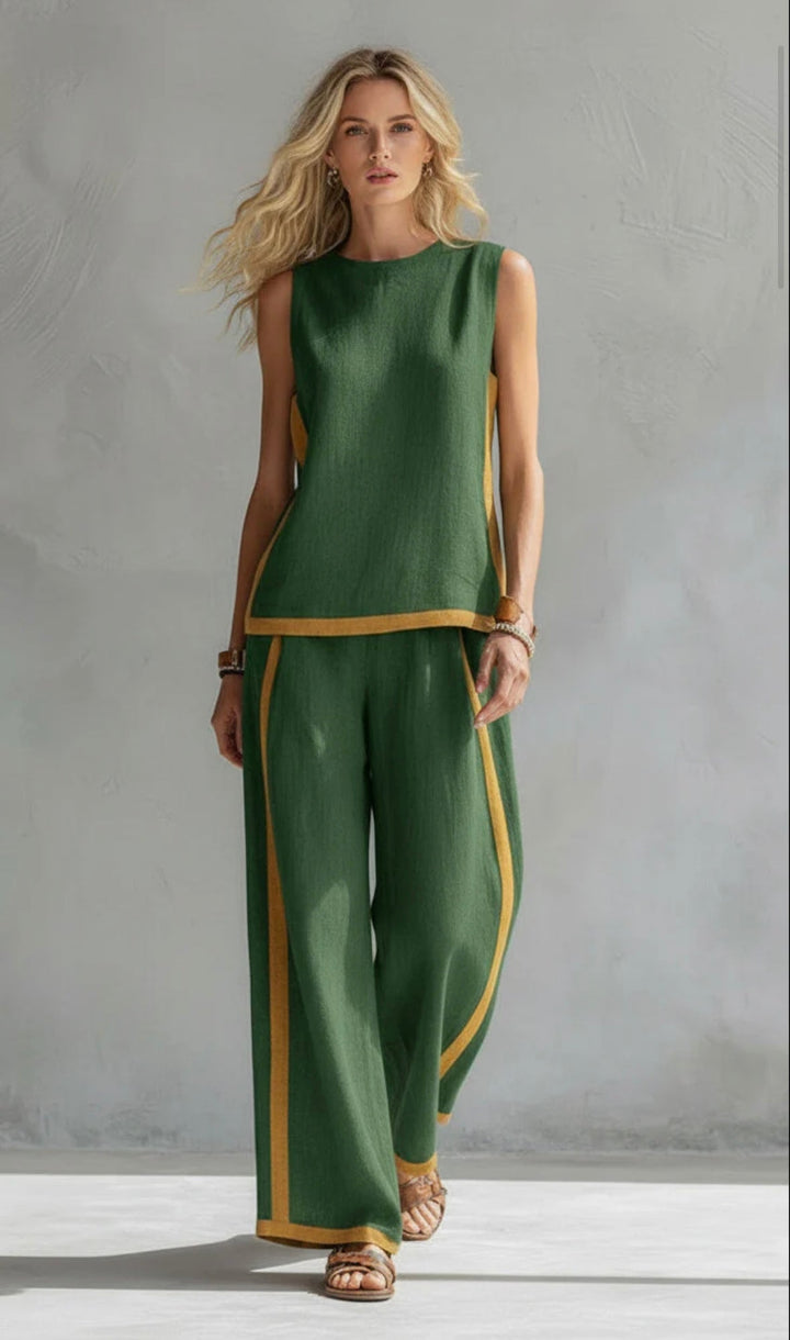 Tweedelige set dames | Mouwloze top met wijde broek