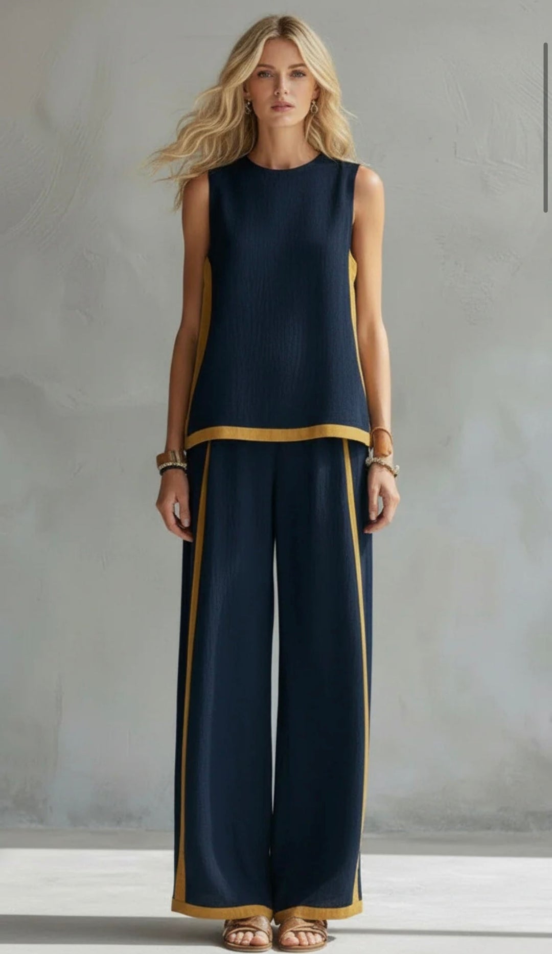 Tweedelige set dames | Mouwloze top met wijde broek