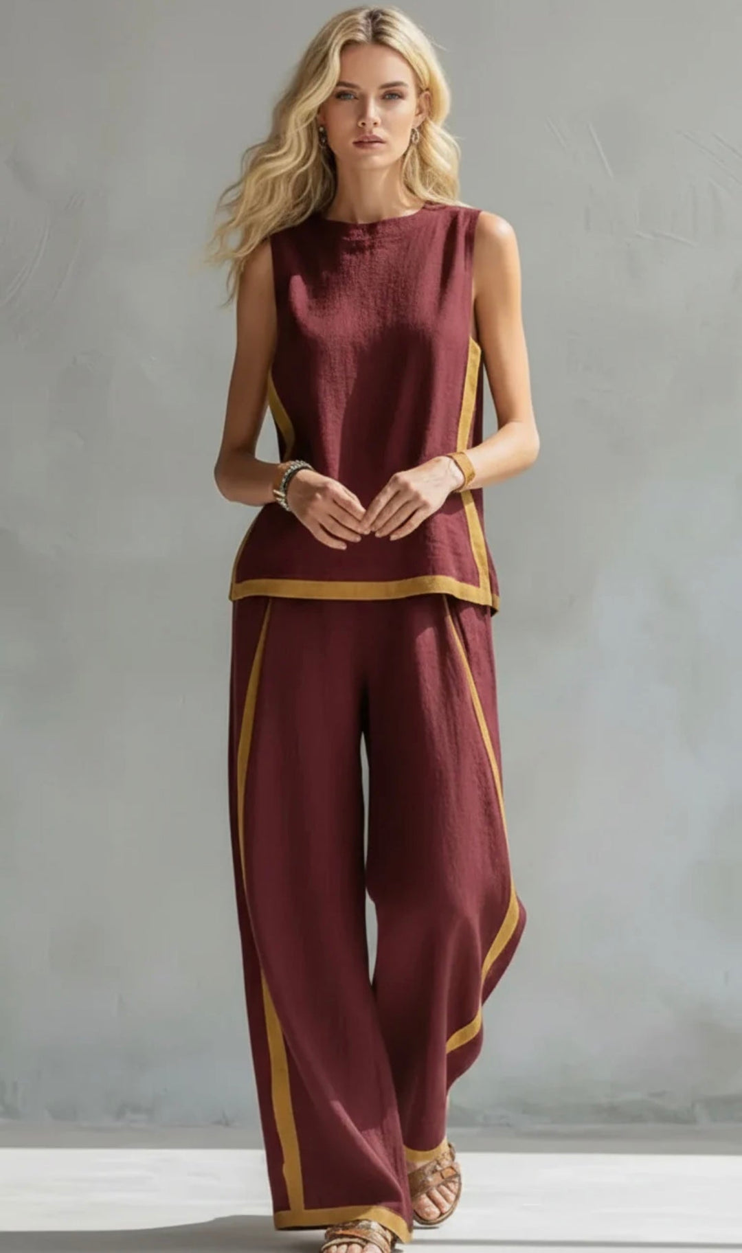 Tweedelige set dames | Mouwloze top met wijde broek