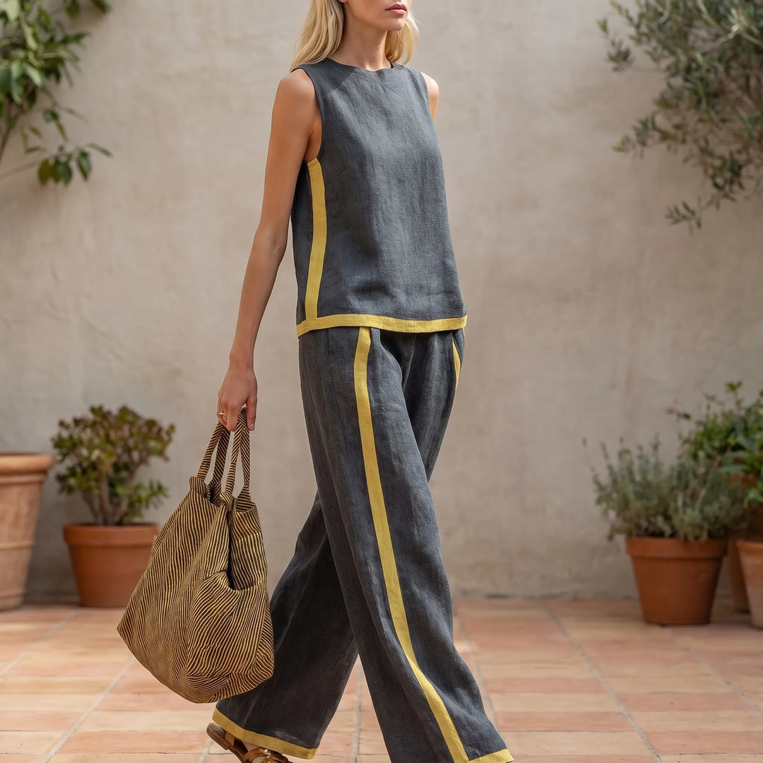 Tweedelige set dames | Mouwloze top met wijde broek