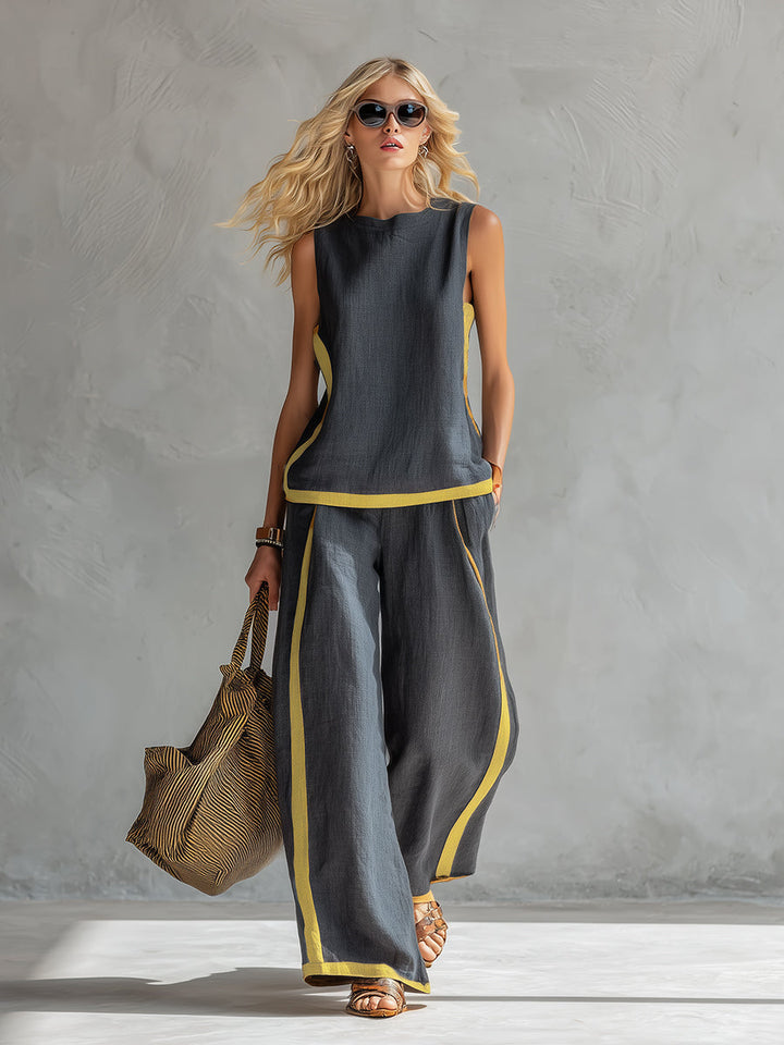 Tweedelige set dames | Mouwloze top met wijde broek