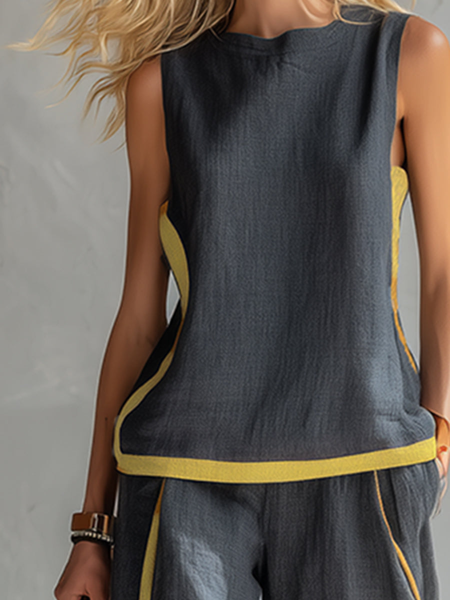 Tweedelige set dames | Mouwloze top met wijde broek