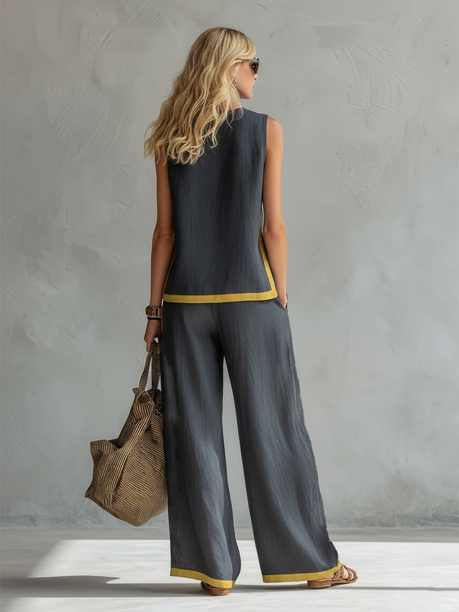 Tweedelige set dames | Mouwloze top met wijde broek